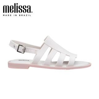 Melissa梅丽莎BOEMIA19年新品女鞋条纹罗马搭扣平底凉鞋31753 粉色/白色 5