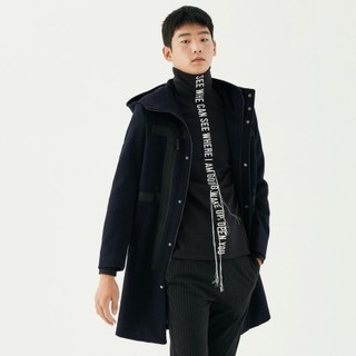 【反季清仓】男款时尚长款休闲羊毛呢大衣外套 XL 黑色