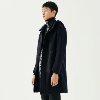 【反季清仓】男款时尚长款休闲羊毛呢大衣外套 L 黑色