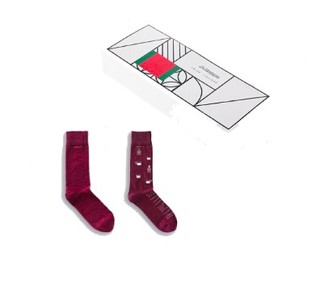 Kappa 卡帕 男士印花长筒袜子套装 KP8W06 2双装 罗马红印花色+罗马红净色