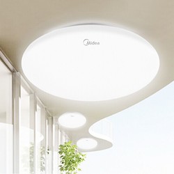 美的（Midea）LED吸顶灯PVC材质免拆卧室儿童房过道走廊阳台简约现代灯具圆形全白10W