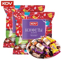 KDV俄罗斯进口巧克力混合糖紫皮糖500g*2袋装散装批发零食品批发