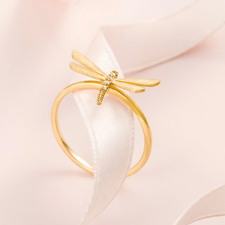 轩灵珠宝 14K黄金钻石蜻蜓组合戒指