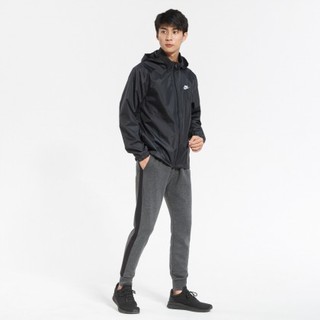 NIKE 耐克 挡风防泼水 男款轻质百搭长袖连帽风衣外套 S 黑色