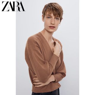 ZARA 02162101183 女士排扣饰罗纹外套