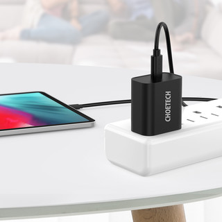 CHOETECH 迪奥科 USB-C PD充电器 【闪充套装】黑色18W充电头+PD苹果MFI认证数据线1.2米