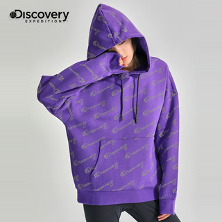 discovery expedition Discovery春秋新款卫衣男女连帽薄款满印LOGO印花潮牌情侣休闲衣