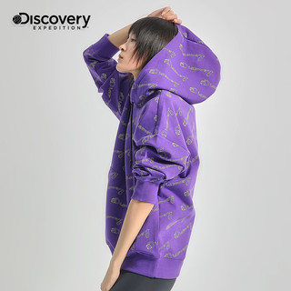 discovery expedition Discovery春秋新款卫衣男女连帽薄款满印LOGO印花潮牌情侣休闲衣