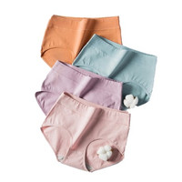 Langsha 浪莎 高腰纯棉无痕青年女士内裤 61082-4 4条装 (橙色+粉色+紫色+蓝色) M