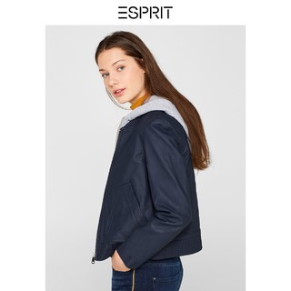 ESPRIT 埃斯普利特 089EE1G050 连帽短款皮夹克