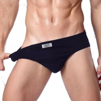 Langsha 浪莎 男士纯色中腰棉质三角内裤套装 QQ5501-4 4条装 黑色*2条+宝蓝*1条+牛仔蓝*1条 XXL