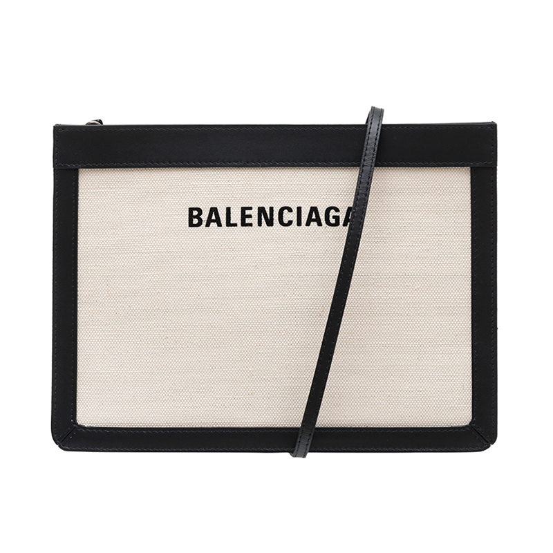 BALENCIAGA 巴黎世家 女士拼色拉链帆布斜挎包 339937-AQ37N 白色/黑色