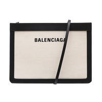 BALENCIAGA 巴黎世家 女士拼色拉链帆布斜挎包 339937-AQ37N 白色/黑色