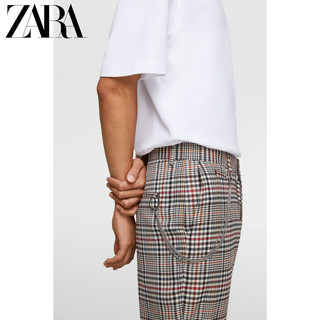 ZARA 08288422330 男士格子九分收腿裤工装裤