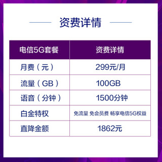 电信5G极速299元套餐24期