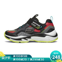 斯凯奇（Skechers）魔术贴舒适防滑百搭男童运动休闲鞋97825L 黑色/灰色/红色 28.5