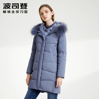 波司登羽绒服女2019新款 时尚休闲连帽冬季保暖中长款 暗灰蓝5328 B90141036