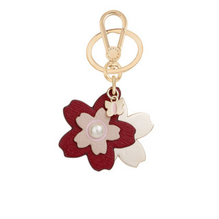 芙拉 Furla  女士  深红色+裸粉色 VENUS系列 花朵造型钥匙扣挂坠 1032590
