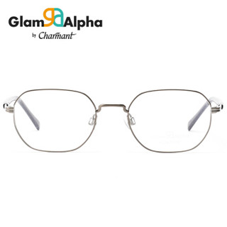 CHARMANT/夏蒙眼镜框 GA系列男女时尚经典圆框近视眼镜 枪色框+依视路钻晶A4 1.67镜片 GA38027LG-555100A410