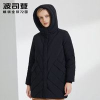 波司登女羽绒服中长款2019冬季新款中老年妈妈装外套 黑色8056 B90141002B