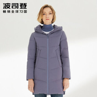 波司登女士2019新款连帽中长款羽绒服冬季厚款保暖外套 暗灰蓝5328 B90141018