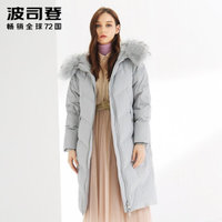 波司登羽绒服女装貉子毛领中长款2019新款冬装防寒外套 静谧灰8210 B90141326