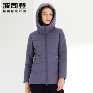 波司登羽绒服女装新品短款连帽休闲冬季厚款妈妈装外套 暗灰蓝5328 B90141022