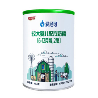 宜品爱尼可有机奶粉婴幼儿配方牛奶粉2段454克612月较大婴儿适用罐装2