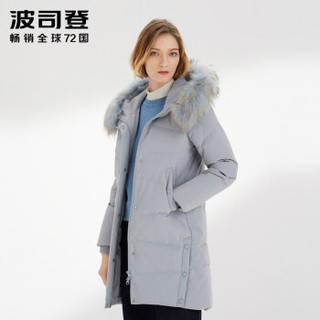 波司登羽绒服女2019新款 时尚休闲连帽冬季保暖中长款 静谧灰8210 B90141036