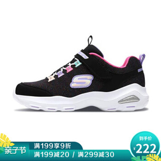 斯凯奇（Skechers）潮流运动 甜美舒适轻便女童休闲鞋 664088L 黑色/多彩色 33.5