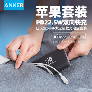 Anker 任天堂定制13400毫安 移动电源/充电宝Type-C 22.5WPD双向快充+PD闪充数据线0.9米苹果快充套装