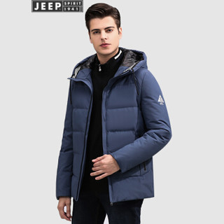 吉普(JEEP)羽绒服男2019冬季新品加厚连帽白鸭绒宽松御寒外套男X-8805 雾蓝 3XL