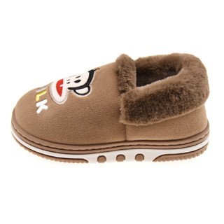 PaulFrank 大嘴猴儿童棉拖鞋 大童男童女童保暖舒适包跟棉鞋 PF7329K 棕色 230(内长19.5cm)