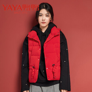 鸭鸭（YAYA）羽绒马甲女短款立领时尚修身韩版羽绒马甲女装 D-531702 黑色 160