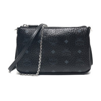 MCM 女士黑色LOGO图案涂层帆布Millie Visetos中号手拿包单肩斜挎包 MYZ8AME02BK001