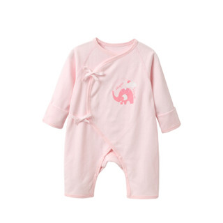 贝吻 新生儿连体衣婴儿衣服长袖爬服宝宝纯棉内衣6191 粉色 66码（3-6个月）