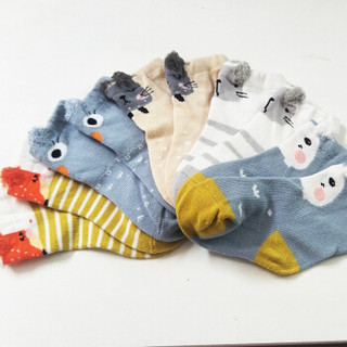 欧育婴儿袜子男女儿童棉袜卡通保暖袜子5双装B1101 小狐狸 S码（建议6-12个月）