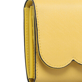每度（MEIDU）女士钱包花边时尚精致票夹 十字纹牛皮手包拿包零钱包MWS150635鹅黄色