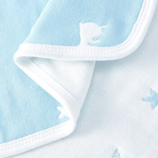 全棉时代 手帕口水巾婴儿6层纱布提花手帕 25*25cm 蓝底星星小兔 2条装