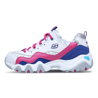 斯凯奇（Skechers）熊猫休闲鞋 女士D'LITES时尚绑带复古拼接 99999672/WFUS 白色/枚红色 35