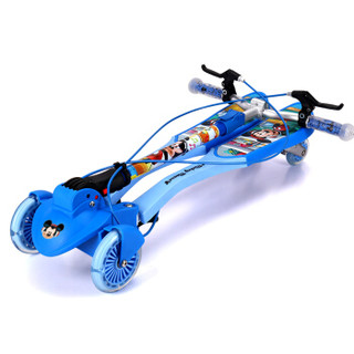 迪士尼(Disney) 儿童滑板车 蓝色米奇一键折叠可调升降双手刹四轮全闪蛙式扭扭脚踏滑步车摇摆蛙式车
