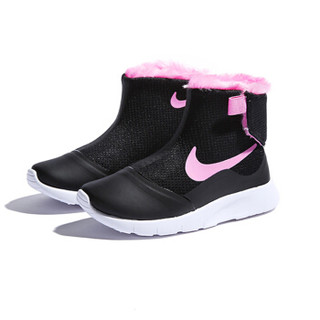 耐克（Nike）女童靴子 新款儿童雪地鞋 加绒保暖棉靴922871-009 黑色/粉色01Y/32码