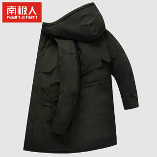 南极人羽绒服男2019冬季新品纯色简约中长款男士连帽保暖羽绒外套NFF1949700 深灰色 L