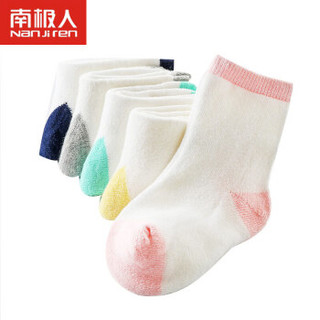南极人（Nanjiren）儿童袜子男童女童棉袜子卡通条纹透气5双装 拼色毛圈 XL(适合10-12岁)