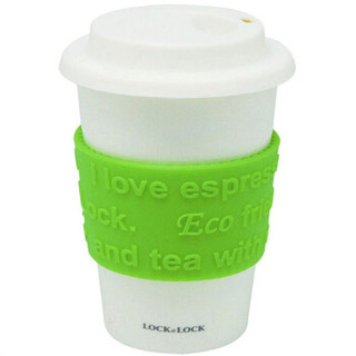 乐扣乐扣 陶瓷杯办公室水杯创意咖啡杯带盖情侣水杯子370ml绿色SLB004GRE