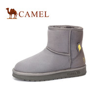 骆驼（CAMEL） 女士 纯色简约萌猫装饰加绒雪地靴 A84519606 灰色 39