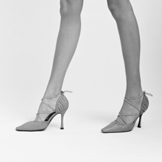 DYMONLATRY 设计师品牌  女鞋 褶皱系带高跟鞋 复古 JDesigner 灰 39