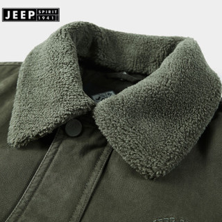 吉普 JEEP 棉服男2019年秋季新品翻领加绒加厚棉衣男士休闲保暖上衣男装 LST7119 军绿色 3XL