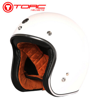 TORC摩托车头盔哈雷复古时尚半盔男女头盔四季半盔个性复古机车头盔 不带内镜T541/T-50白色 XXL码