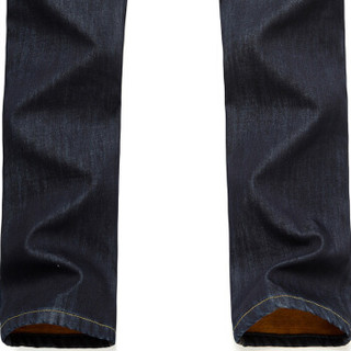 南极人（Nanjiren）牛仔裤男加绒加厚舒适休闲保暖长裤 NJR8033R  蓝黑色 36码